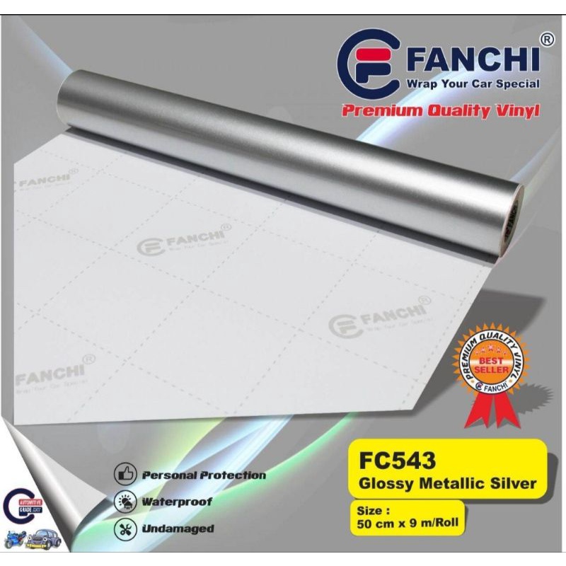 Sticker Fanchi FC543 Glossy Metallic Silver Candy Metalik Glossy Premium Wrap