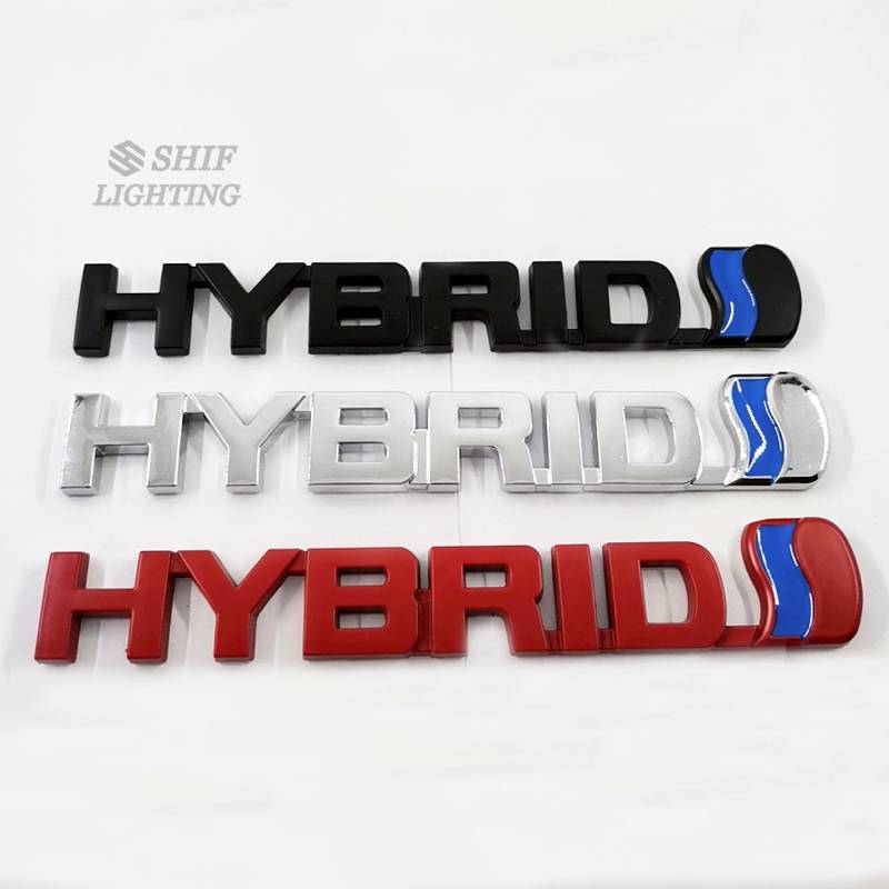 1pc Stiker Emblem / Badge Tulisan HYBRID Bahan Metal Ukuran 4x4 Untuk Dekorasi Mobil