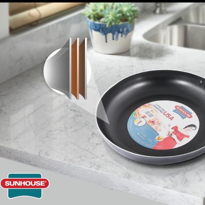 Sunhouse CT28 Fry Pan Marble Wok Anti Lengket Hitam 28 cm