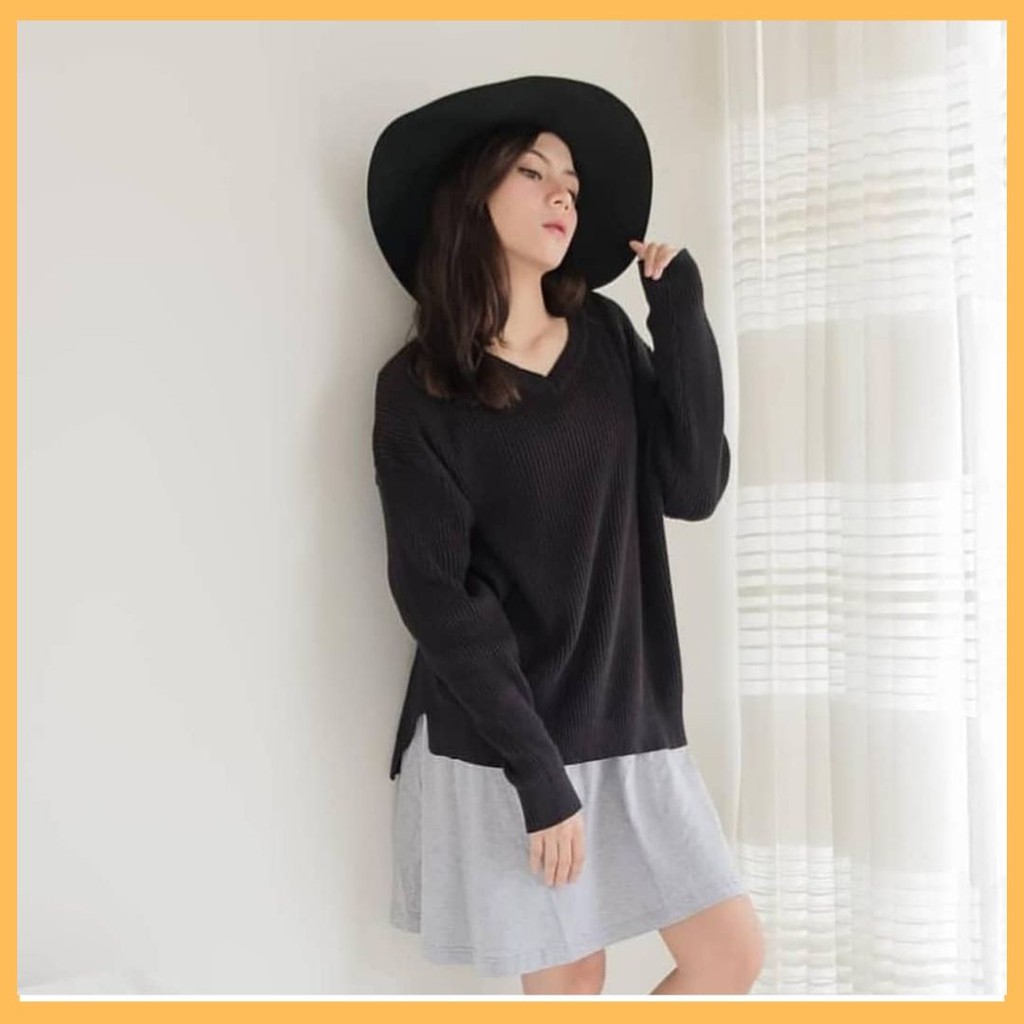 BISA COD !!  BOXY V-NECK VIONA PREMIUM / SWEATER RAJUT WANITA / SWEATER VNECK / BAJU RAJUT /   ATASAN RAJUT WANITA KEKINIAN
