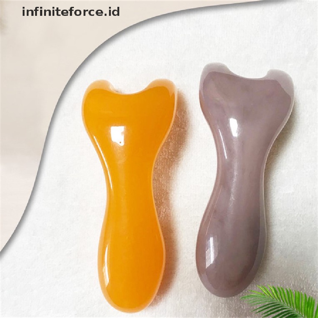 (infiniteforce.id) Alat Pijat Gua Sha Batu Quartz Rose Natural Untuk Wajah / Leher / Tubuh