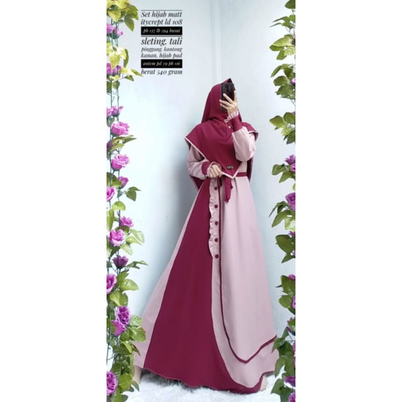 gamis ity crepe set Khimar