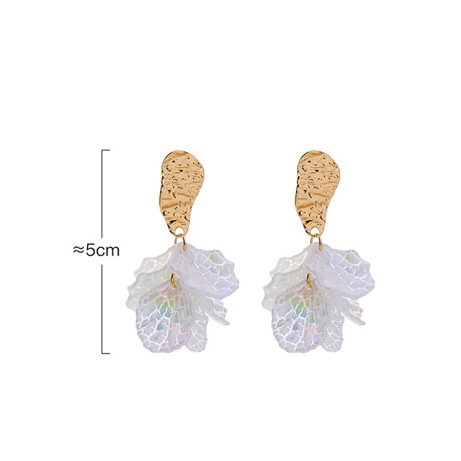 LRC Anting Tusuk Fashion Golden Flower Irregular Concave Alloy Stud Earrings K04290