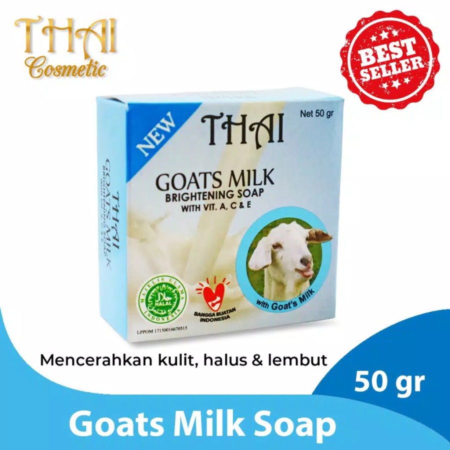 SABUN SUSU KAMBING PEMUTIH PENGHALUS TUBUH THAI GOATS MILK BRIGHTENING SOAP 50GR SABUN SUSU KAMBING