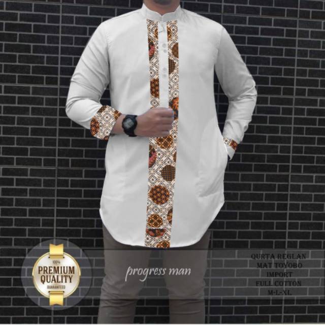 TOTOTAshop.Baju koko AMANA pria,Lengan panjang,bahan cotton premium kombinasi batik.