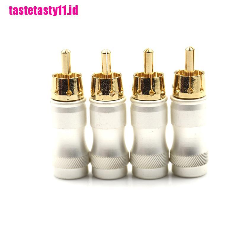 【TTID】4pcs Goldplated RCA Male Plug HIFI Audio Cable Audio Video Connector Adap