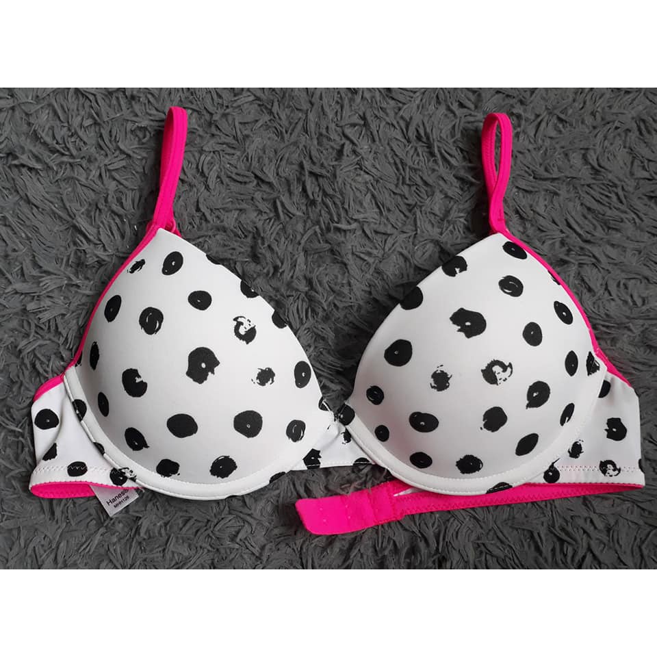 Bra Hanes white black polkadot