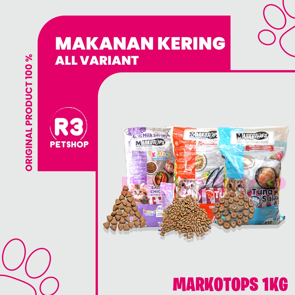 Makanan kucing Markotops 1kg adult Dry food murah