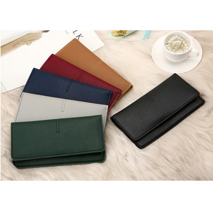 Dompet Lipat Panjang Wanita Import Korea Simplicity Simpel Tipis Elegan Cewek Fashion Murah Grosir COD TOKO92