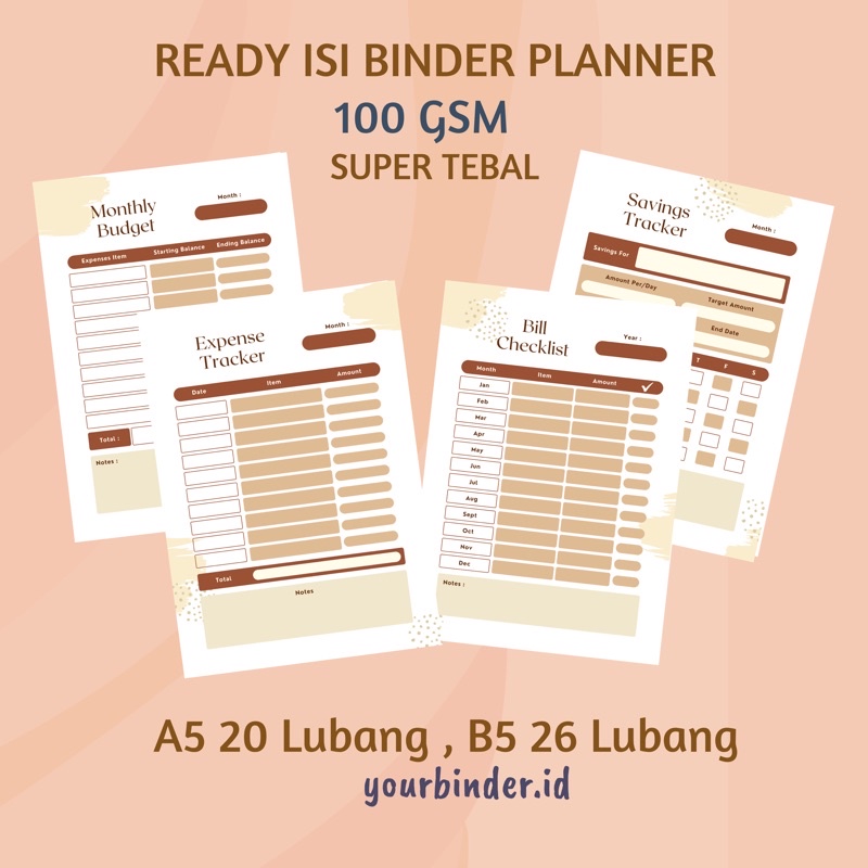 

Isi Binder Budget Daily Planner 20r,26r - A5/B5 Ready Stock