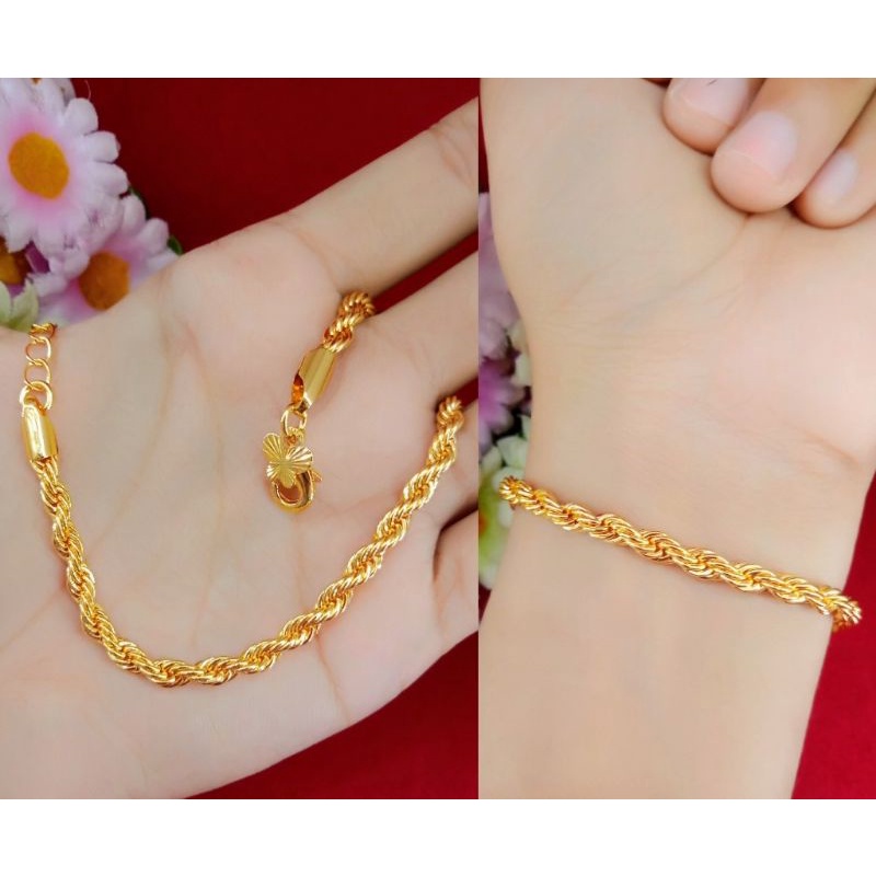 gelang tangan pelintir untuk dewasa emas muda