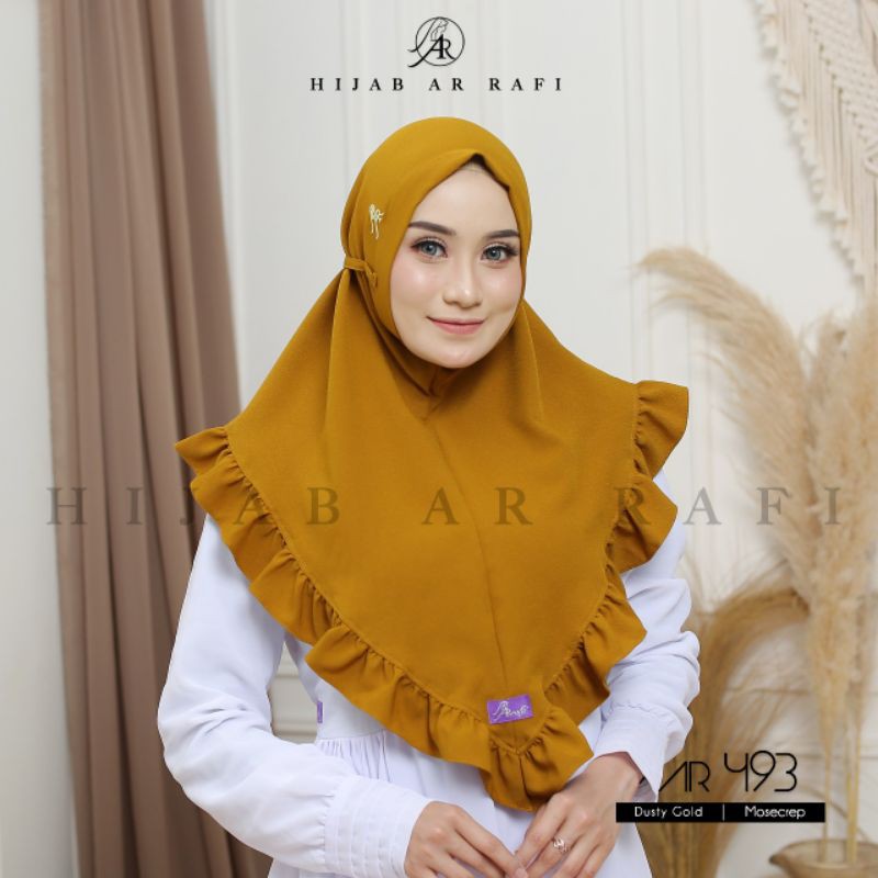 HIJAB AR RAFI | AR 493 HIJAB INSTAN TALI (Anniha Collection)-Dusty gold