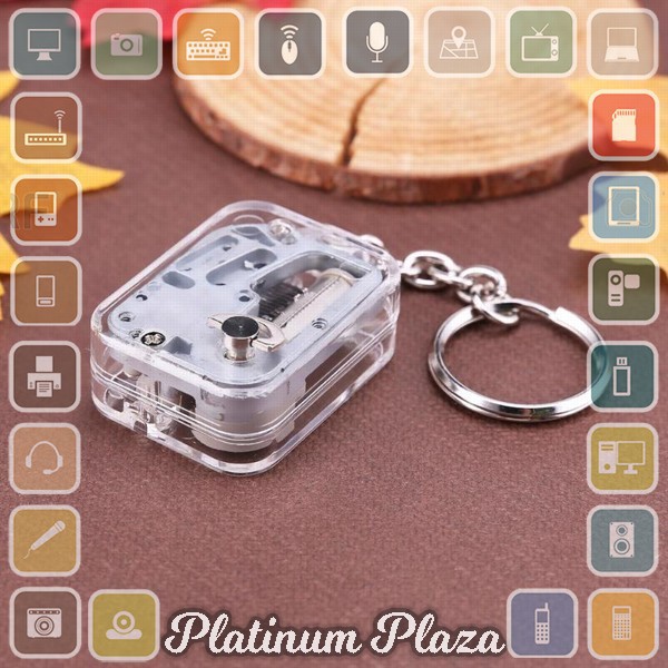 VKTECH Gantungan Kunci Kotak Musik DIY 18 Tones Mechanical Metal Music Box Keychain `2PFZJP-- Silver