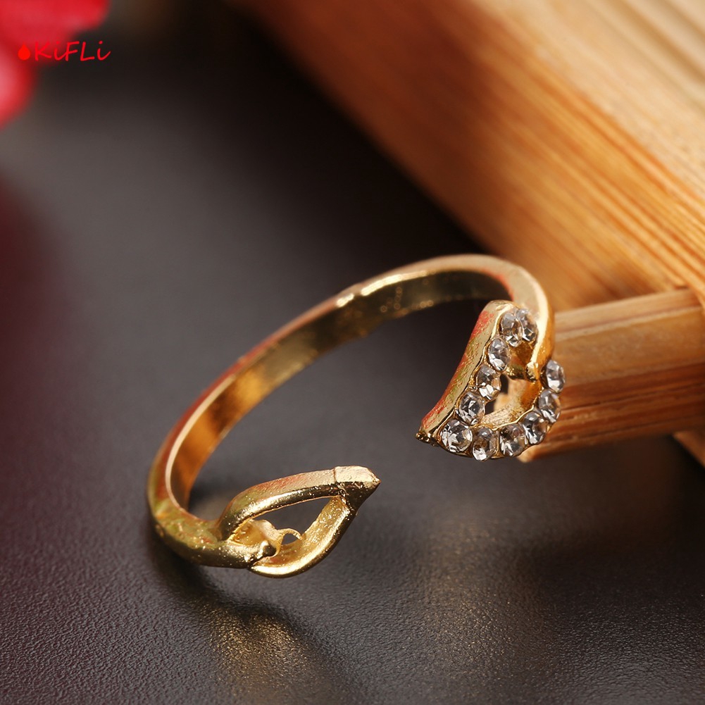 Cincin Daun dengan,Berlian Imitasi,Adjustable