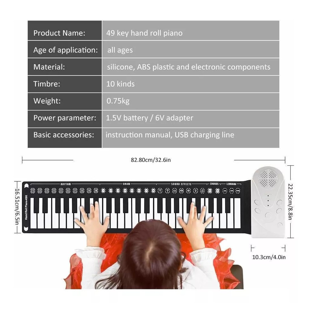 Piano Silicone Multi Style Roll Up Piano Keyboard Elektronik 49 Tombol Built-in 16 Speaker Instrumen