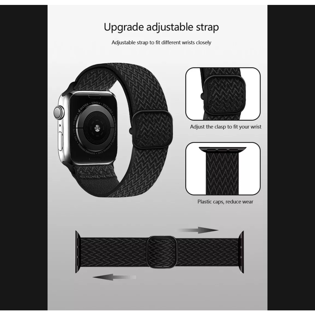 ADJUSTABLE Nylon Solo Loop Strap Apple Watch 38mm 40mm 41mm 42mm 44mm 45mmTali Jam iwatch series 1 2 3 4 5 6 7 se