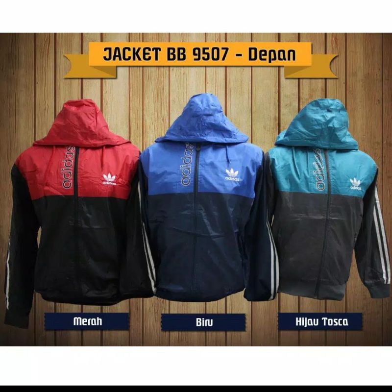 Jaket Parasut Bolak Balik Adidas Waterproof Import