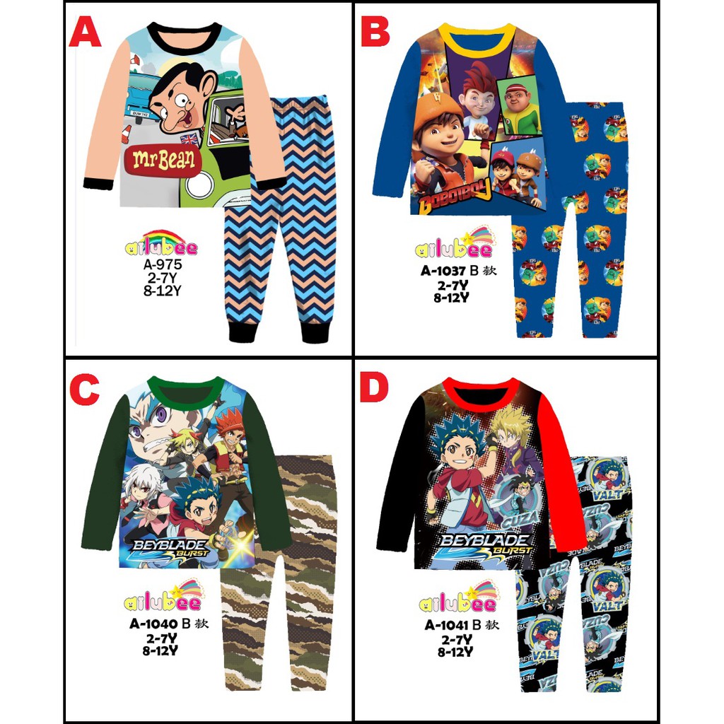 2tahun-12tahun AILUBEE PIYAMA/BAJU TIDUR ANAK LAKI-LAKI SKU0123