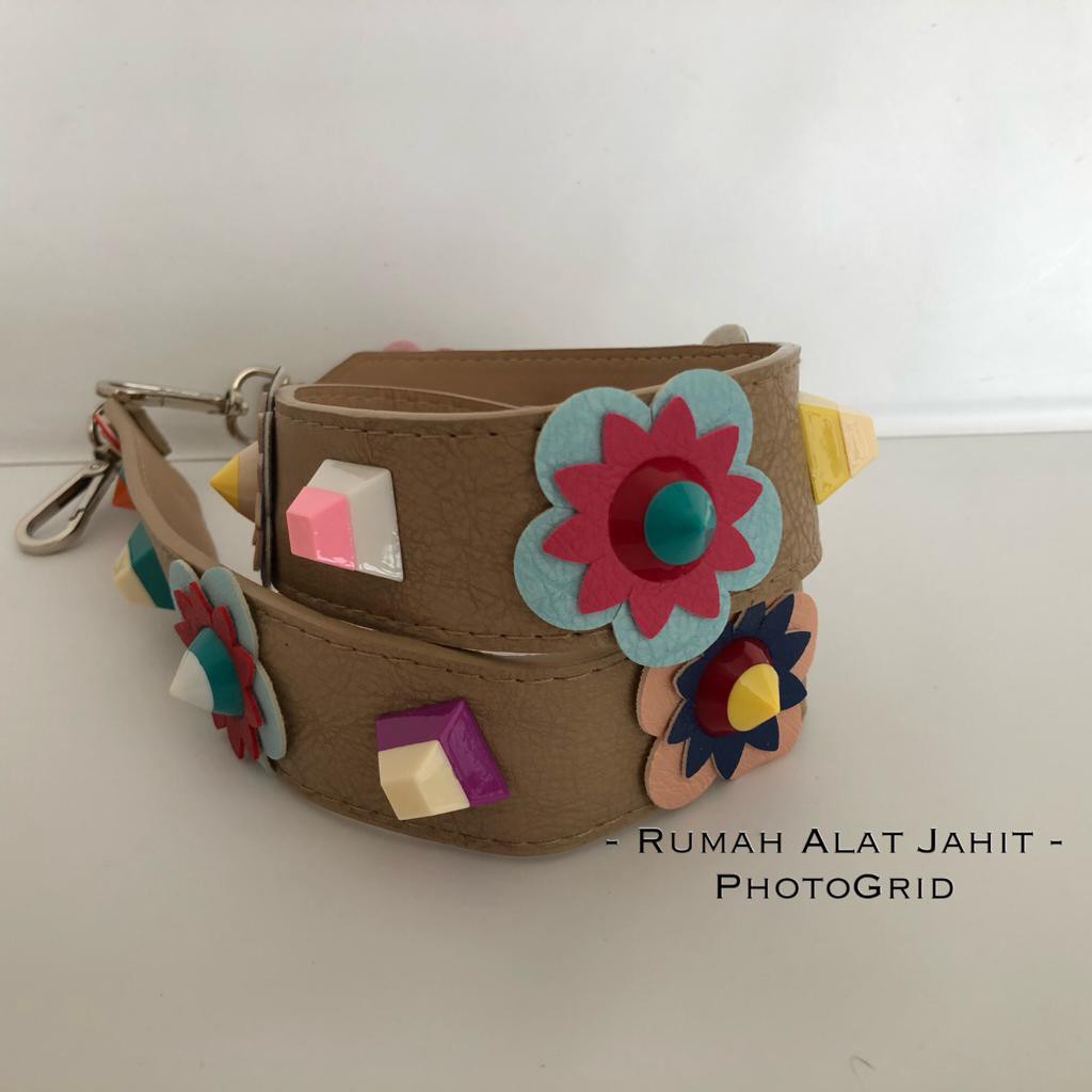 Tali Tas Leather Longstrap Model Flower Candy 01504 - 3 Pilihan Warna