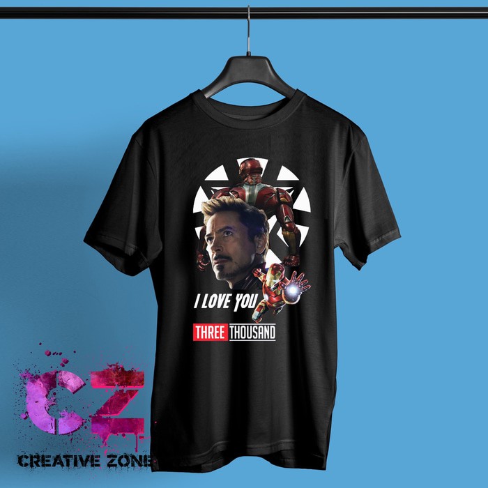 CUSTOM KAOS/TSHIRT AVENGERS ENDGAME IRONMAN TONYSTARK I LOVE YOU 3000