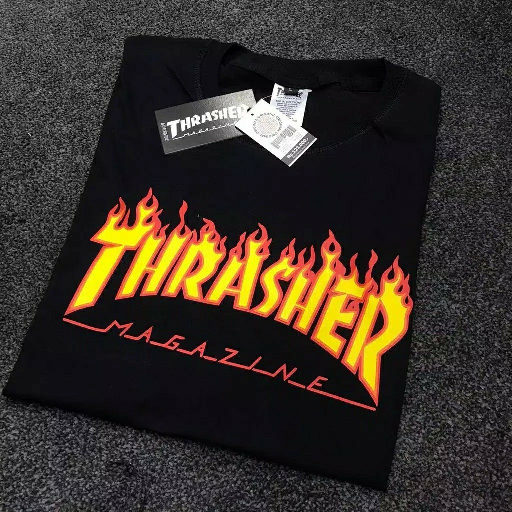 BANYAK VARIASI GESER  KAOS THRASHER LENGAN PENDEK LENGKAP HANG TAG DENGAN LABEL