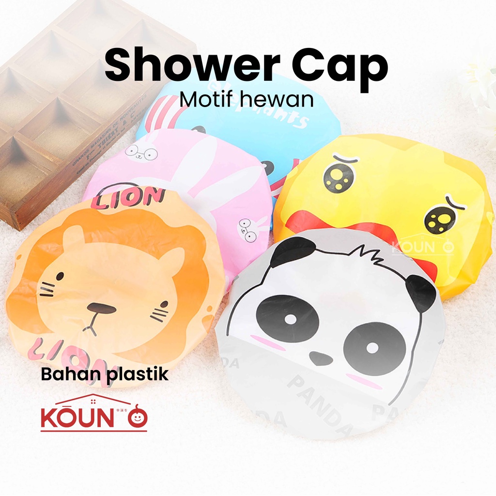 Shower Cap Topi Penutup Rambut Kepala Mandi Karakter Motif Dewasa Anak Anti Air Waterproof Bath