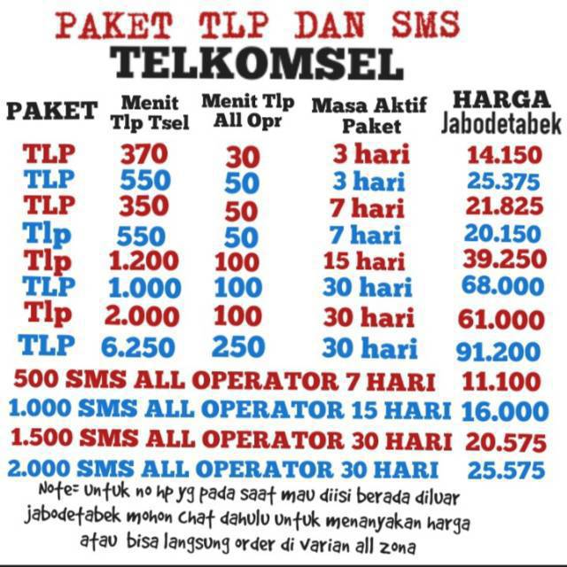 PROMOPAKET TLP TELKOMSEL DAN SMS TELKOMSEL  AKTIF 30 HARI