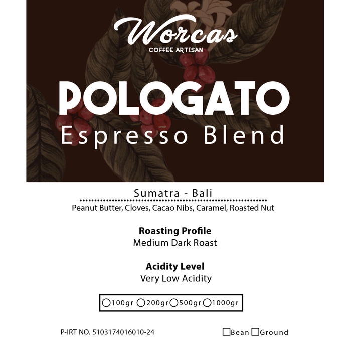 

kopi-biji- worcas kopi pologato espresso blend 200 gram - kopi biji -biji-kopi.