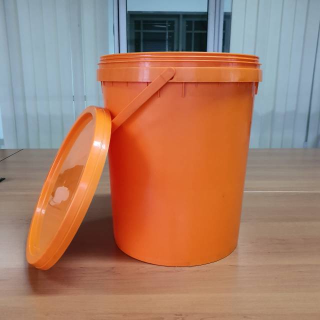 (BARU) Ember Plastik 20 Liter / Pail 20 Liter (25 KG) untuk Cat / Makanan / Packaging (ORANGE)