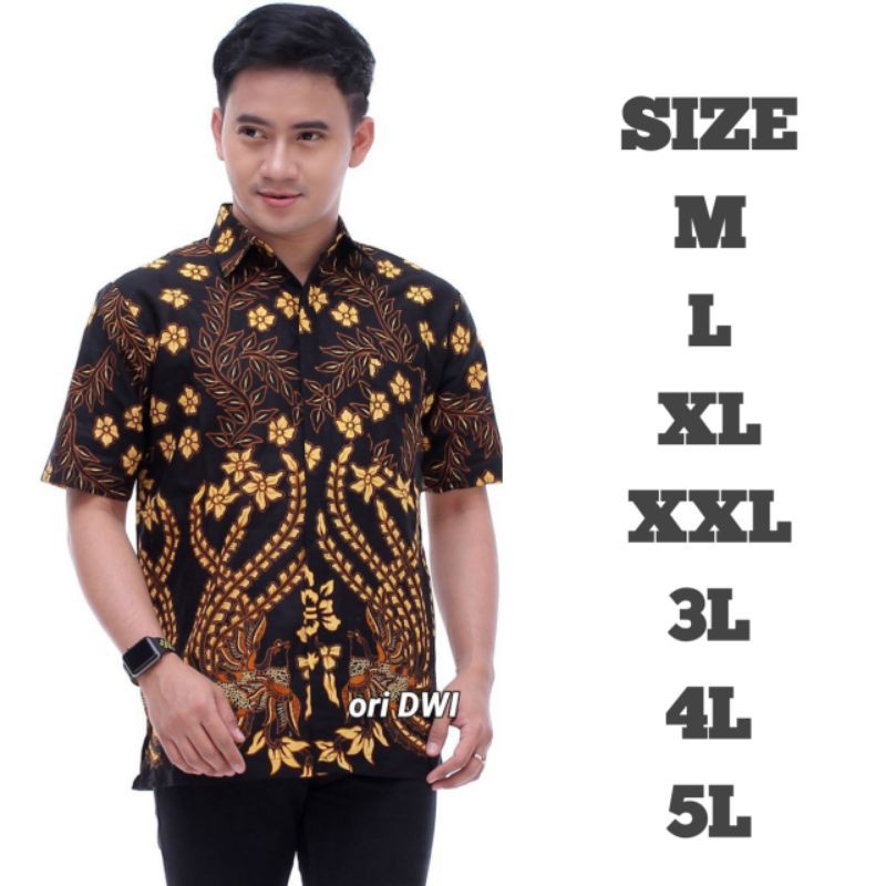 BIG SIZE kemeja batik lengan pendek Pria Hem batik pria baju batik Jumbo XXL 3L 4L 5L