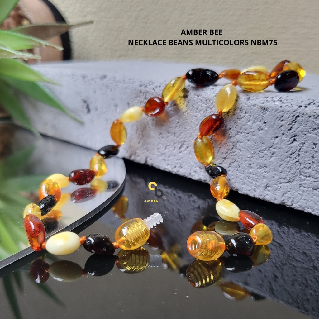 Kalung Amber Anak Premium Glossy Multicolor Beans NGMB54 By Amber Bee