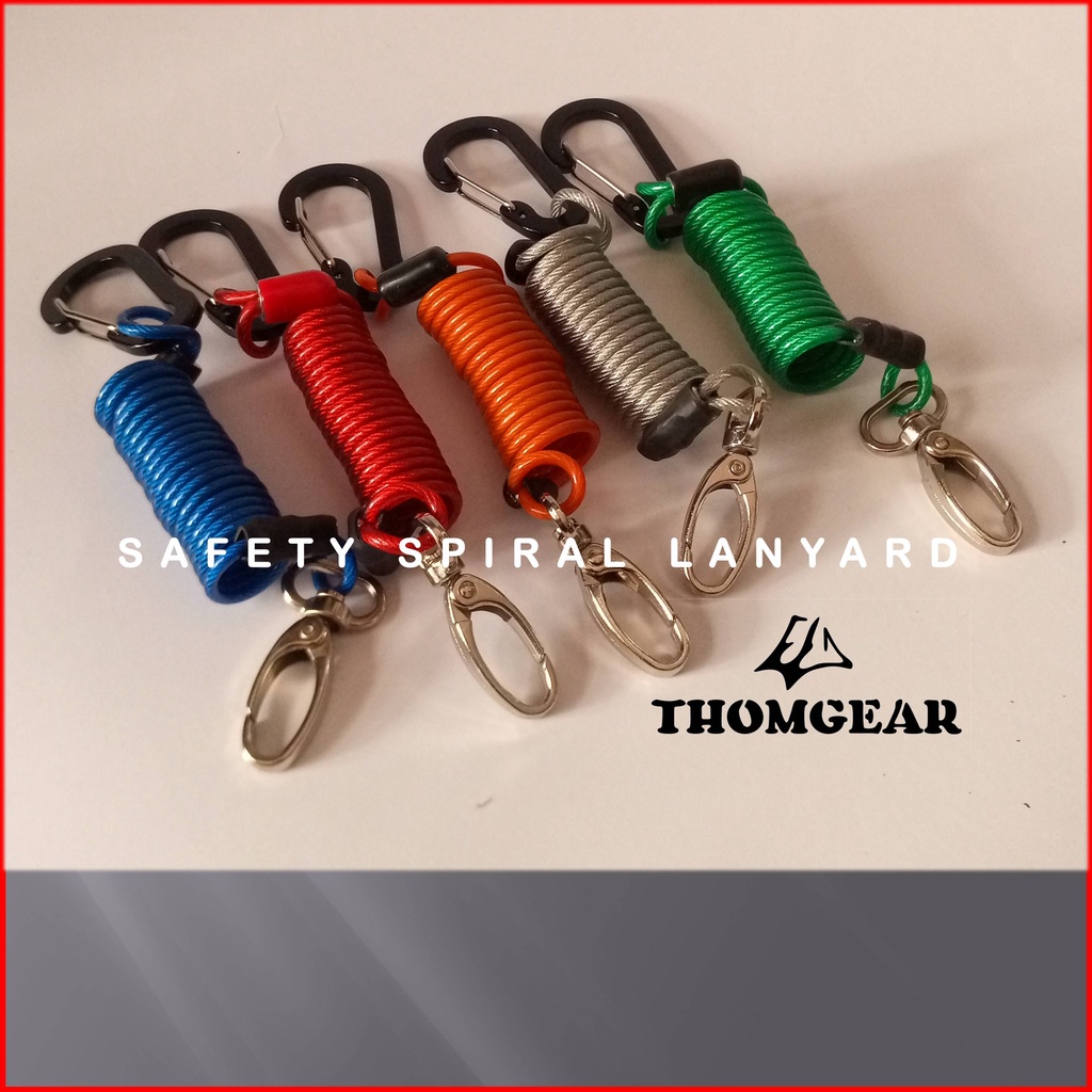 Tali Pengaman Carabiner Gantungan Kunci Spiral Lanyard Besar dan Kecil Custom Untuk Kunci Ratchet Pistol Kontak Motor Mobil Elastis Bahan Kawat Sling Lanyard 01