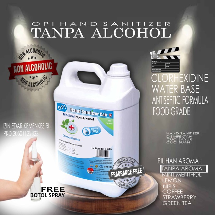 Hand Sanitizer Non Alkohol 5 Liter Natural dll bonus botol spray Promo berlaku hanya bulan ini saja, ayo buruan sebelum habis periode promo sudah ada izin edar resmi by Oke sabun suplayer