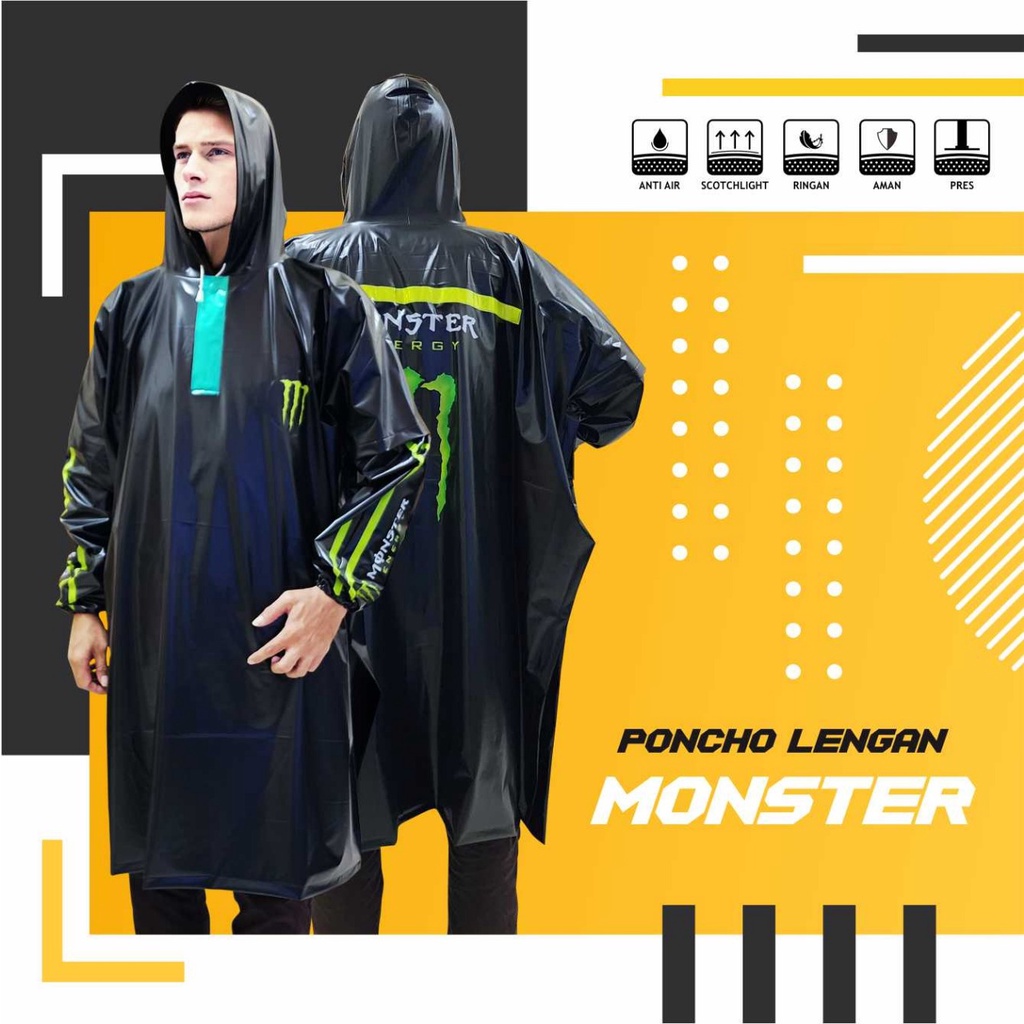 Jas Hujan Poncho Lengan Dewasa Monster Energy Jas Hujan KALONG