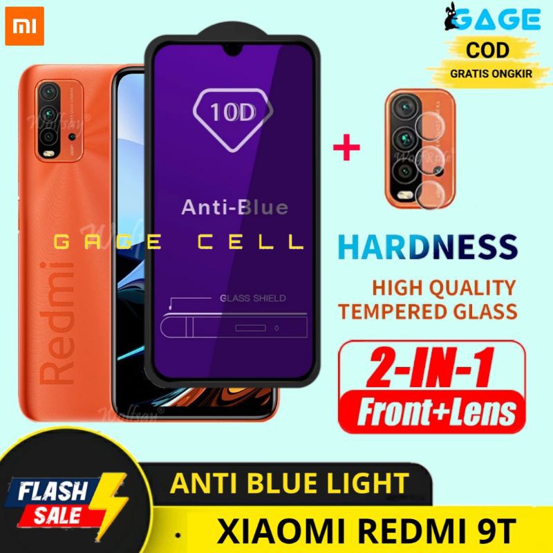 2IN1- TEMPERED GLASS ANTI BLUE LIGHT XIAOMI REDMI 9T - TG ANTIGORES RADIASI REDMI9 T FULL LAYAR