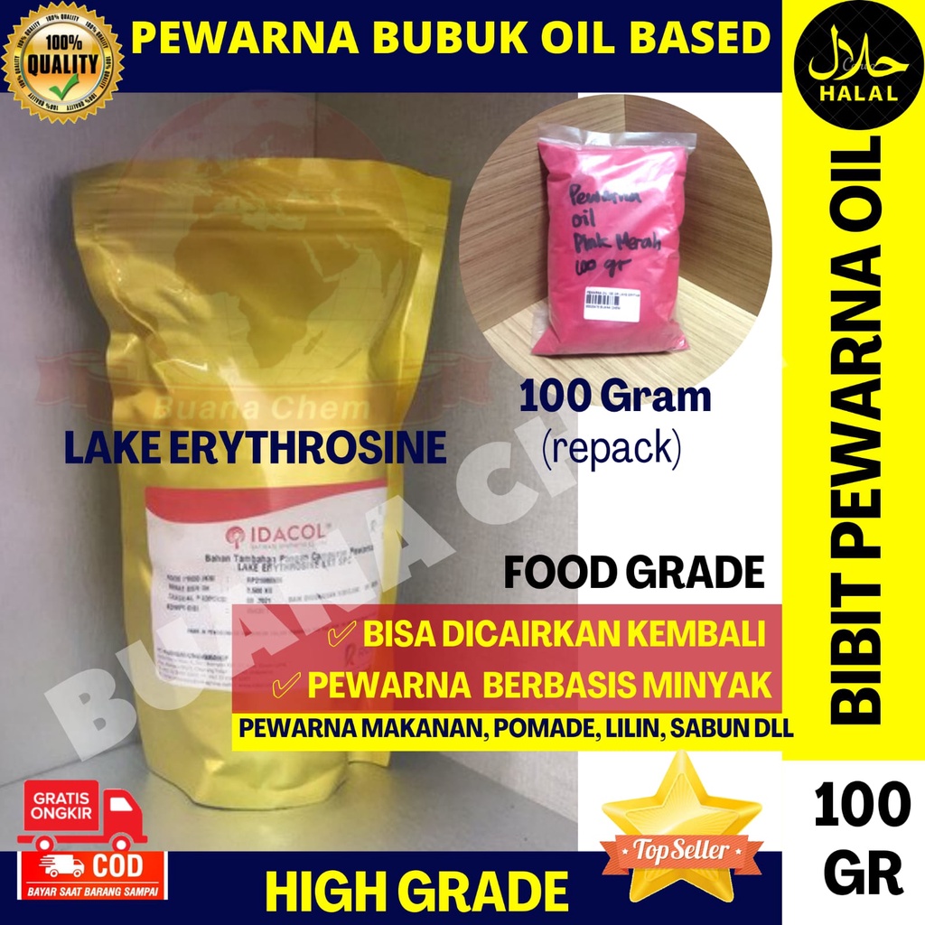 

Pewarna Bubuk Oil Based / Minyak Lake Erythrosine Pink Merah 100 gram