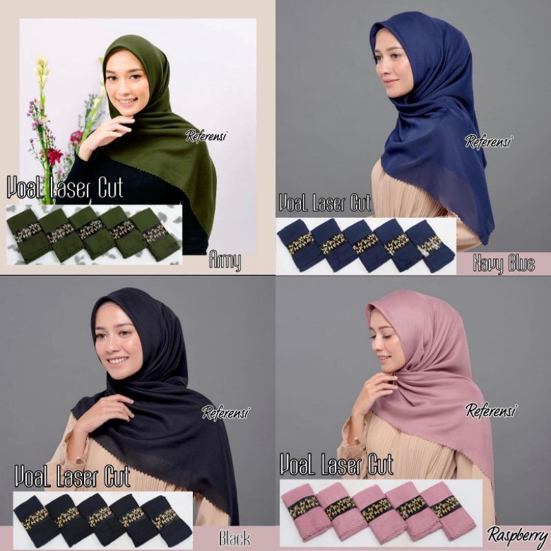 Hijab Jilbab Kerudung Segiempat Katun Voal Polos Denay FH  Lc