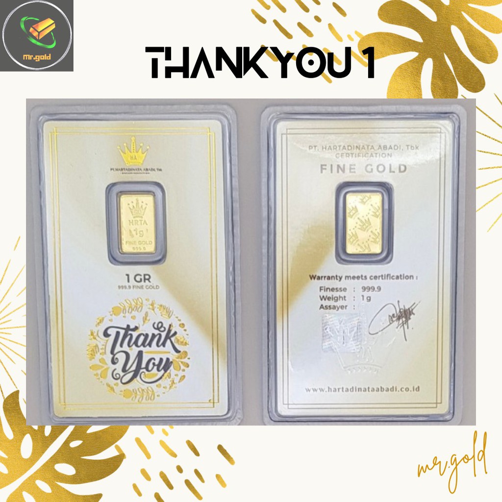 EMAS LOGAM MULIA MINI HARTADINATA ABADI 1 GRAM EDISI THANKYOU 1 GIFT SERIES ACC LM HT GOLD / LM HRTA