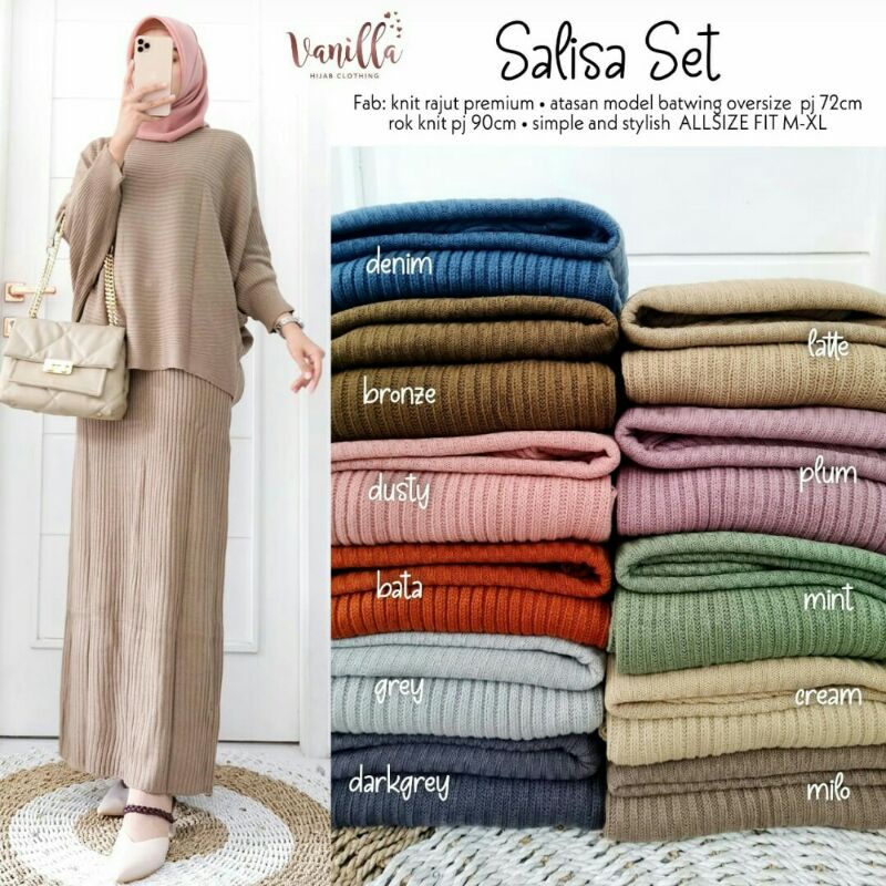 SALISA Set Rajut (top &amp; rok) II Vanilla