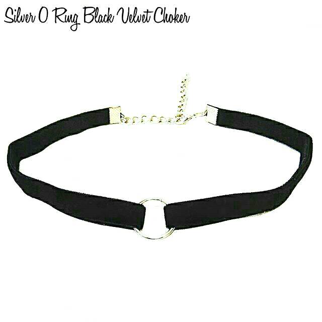 Silver O-Ring Black Velvet Choker Necklace | Kalung Handmade Premium Collection