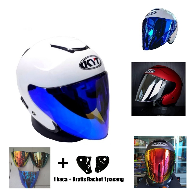 Kaca Visor Open Venom Flat Datar Iridium Helm KYT Open Venom Kyoto Djmaru Djmaxi Jet Galaxy Slide IN