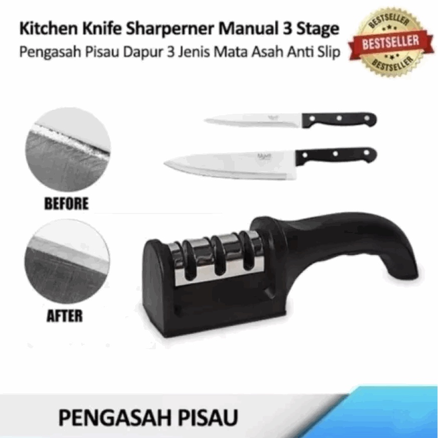 PENGASAH PISAU / ASAHAN PISAU GUNTING 3 IN 1 STAINLESS STEEL