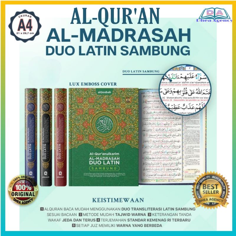 Al quran Al Madrasah Duo Latin Sambung A4 / Besar