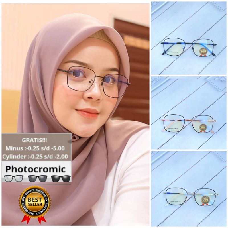 Kacamata Lensa Minus Normal  ANTIRADIASI  Photocromic Frame Kotak  WanitaNew" FRAME O5 | Kacamata Mi