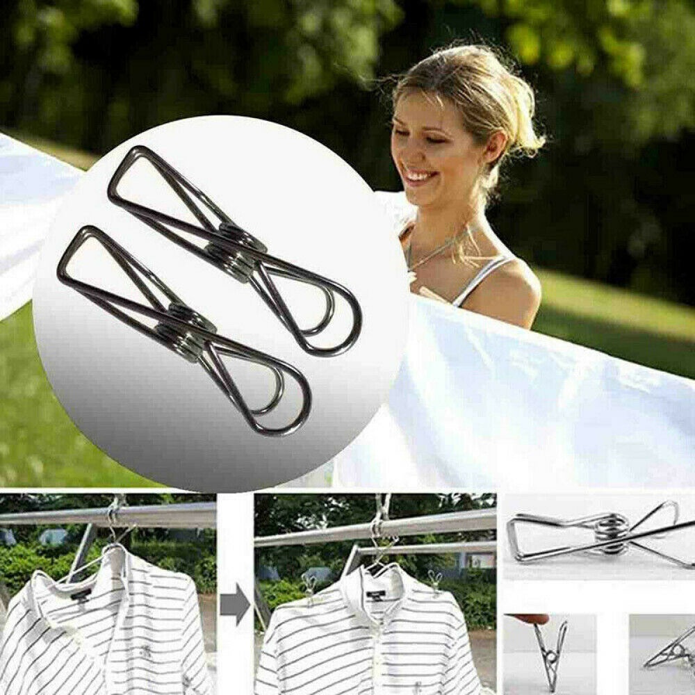 【COD Tangding】20/40/60pcs Stainless Steel Washing Line Clothes Pegs Hang Pins Metal Wire Clips Clamps