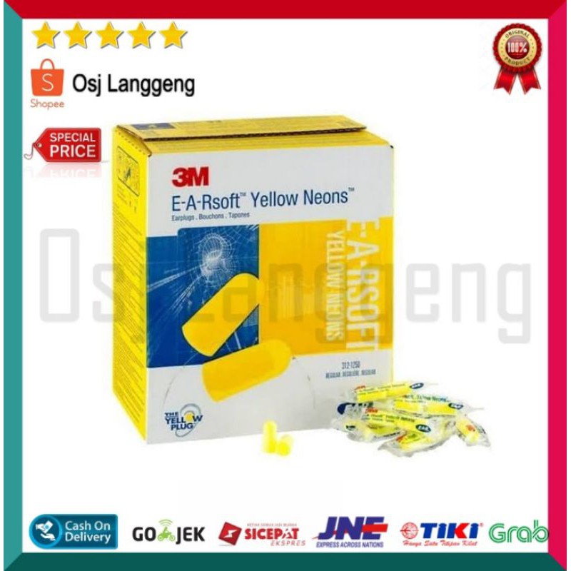 Ear Plug 3M Yellow Neon / Pelindung Terlingga 3M Murah