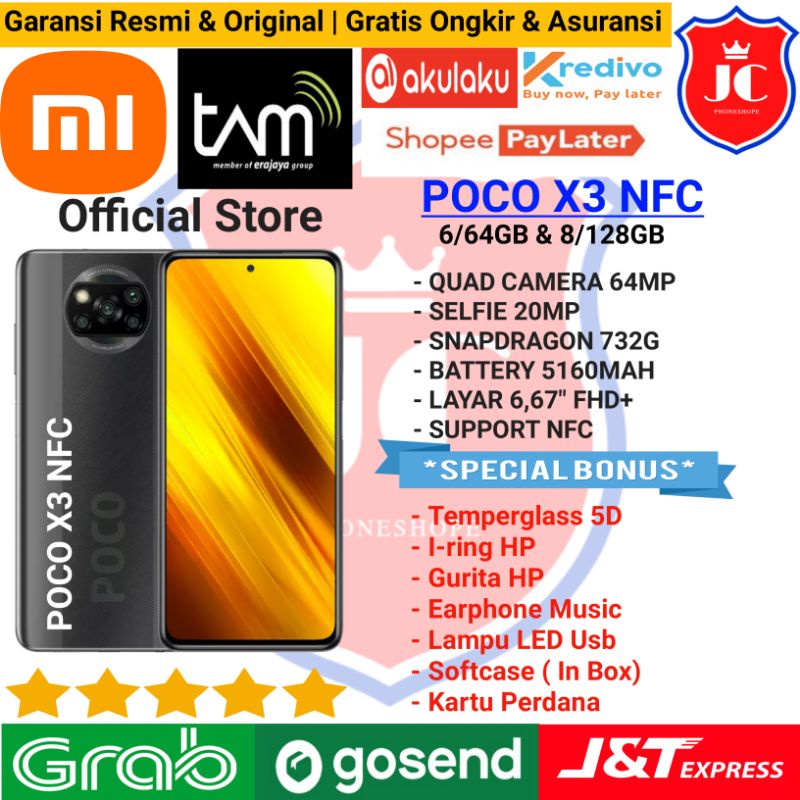 xiaomi poco x3 nfc ram 8 128gb 6 64gb garansi resmi tam   bonus