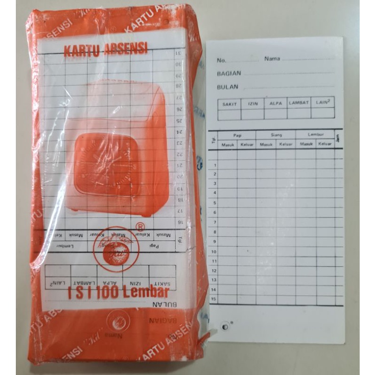 

Kartu absen manual isi 100 lembar