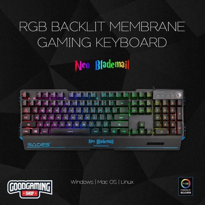 KEYBOARD GAMING SADES NEO BLADEMAIL (BLACK METAL ADVANCE RUBBER RGB)