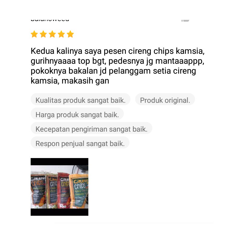 Keripik CIRENG CHIPS Kamsia - Rasa Pedas /Ori /Keju /Balado - Makanan Cemilan Khas Bandung